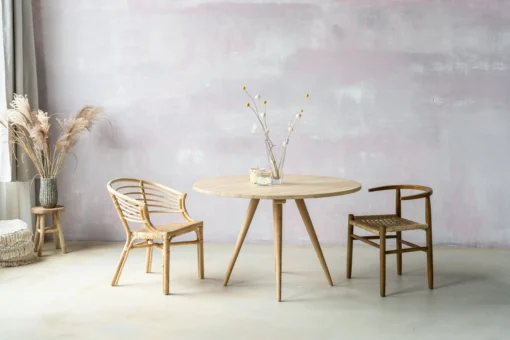 SOL table à manger minimaliste de style bohème avec effet chêne brut SOL table à manger minimaliste de style bohème avec effet chêne brut