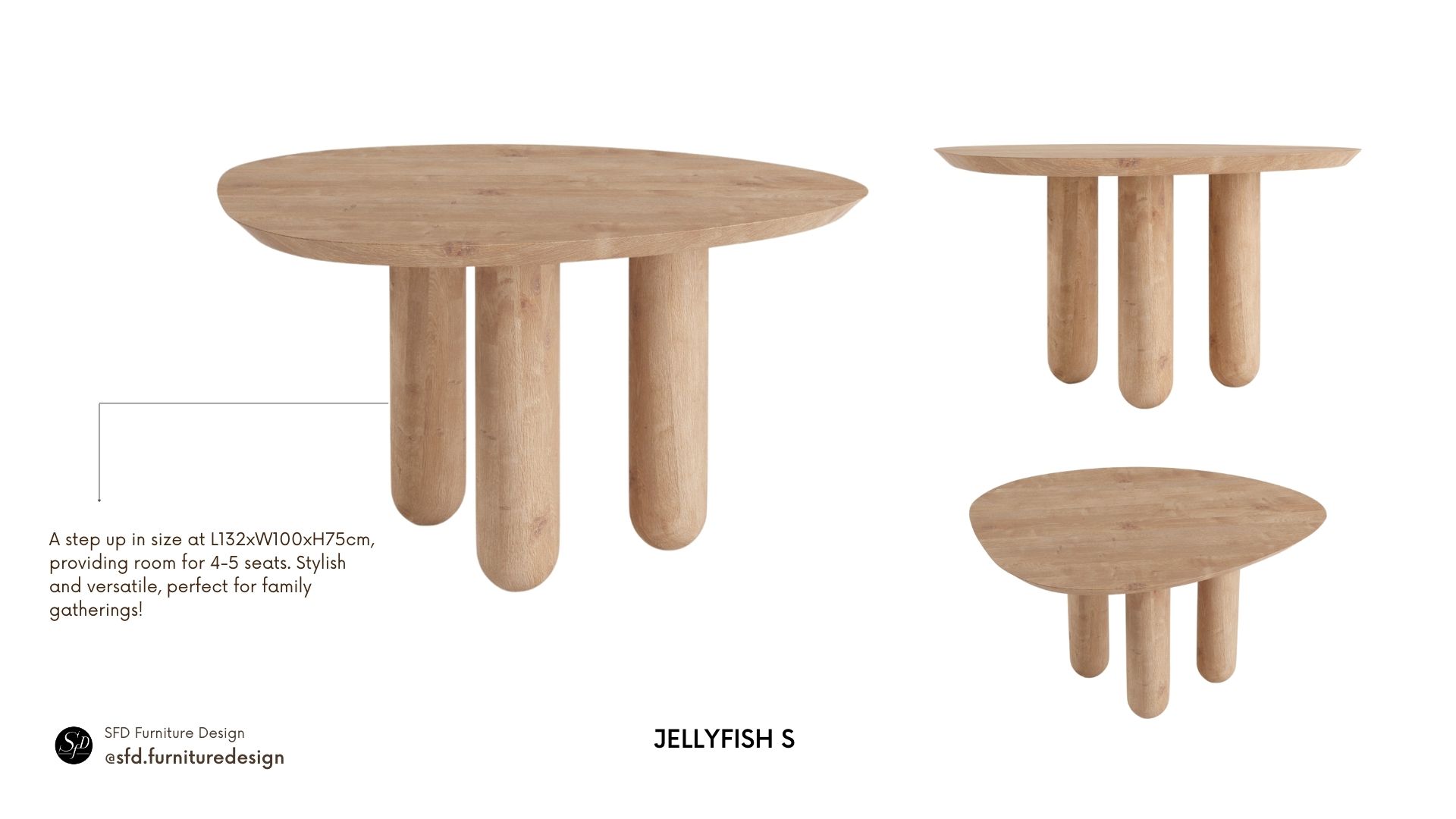 JELLYFISH table à manger en bois naturel_SFD-S