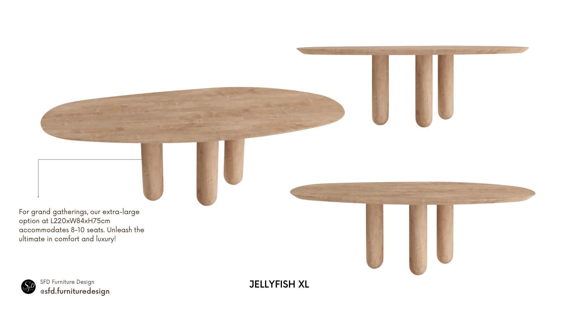 JELLYFISH table à manger en bois naturel_SFD-XL