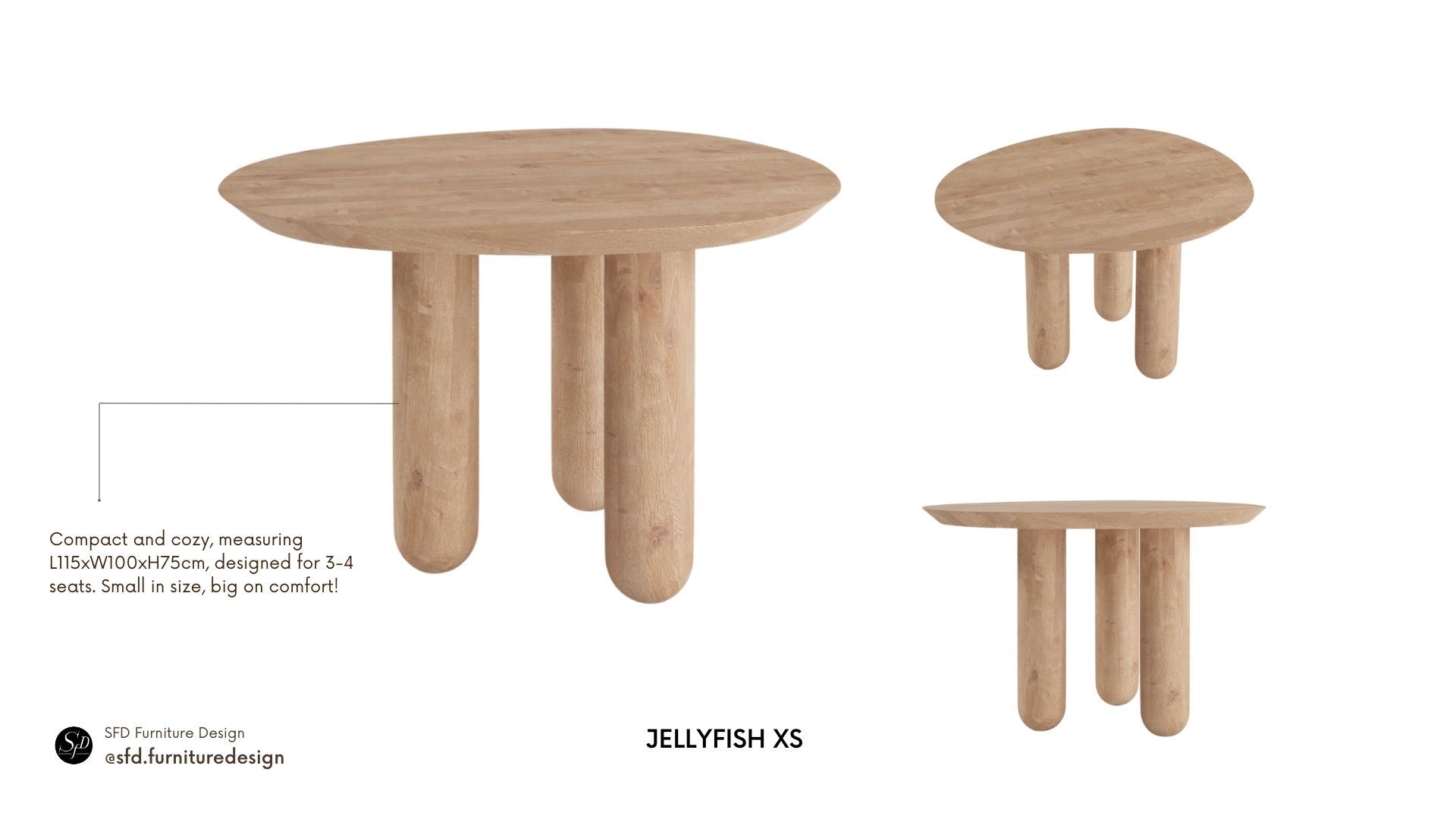 JELLYFISH table à manger en bois naturel_SFD-XS